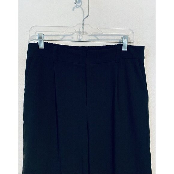 ModCloth Pants Womens Large Black Pleated Front Wide Leg Stretch Waist Work - Picture 2 of 8
